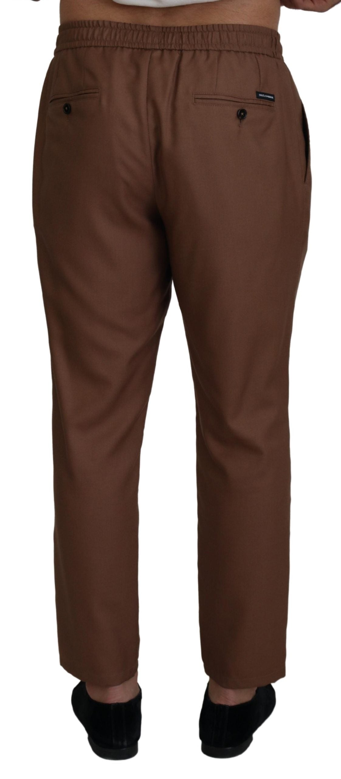 Dolce & Gabbana Brown Cashmere Men Drawstring Jogger Pants