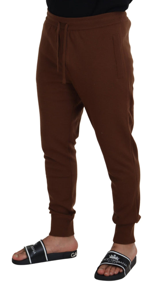 Dolce & Gabbana Brown Cashmere Drawstring Jogger Pants