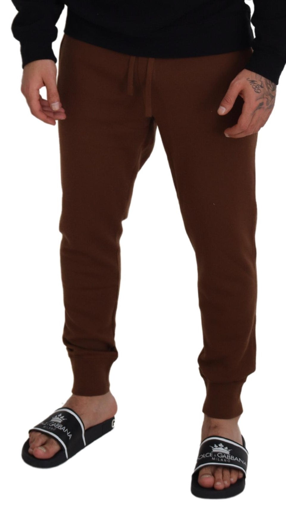 Dolce & Gabbana Brown Cashmere Drawstring Jogger Pants