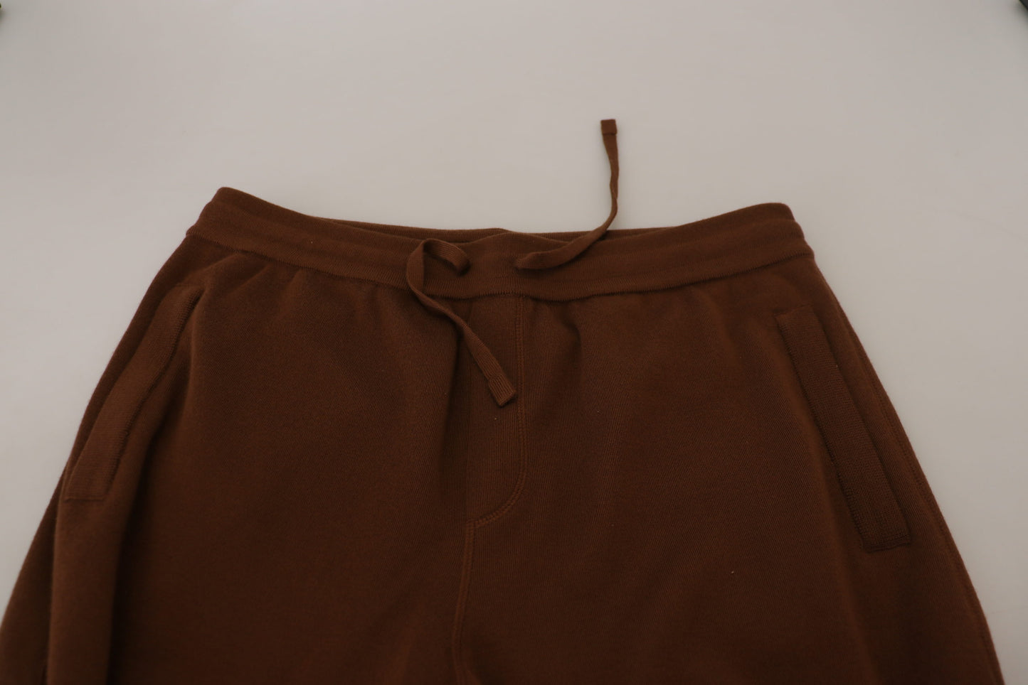 Dolce & Gabbana Brown Cashmere Drawstring Jogger Pants