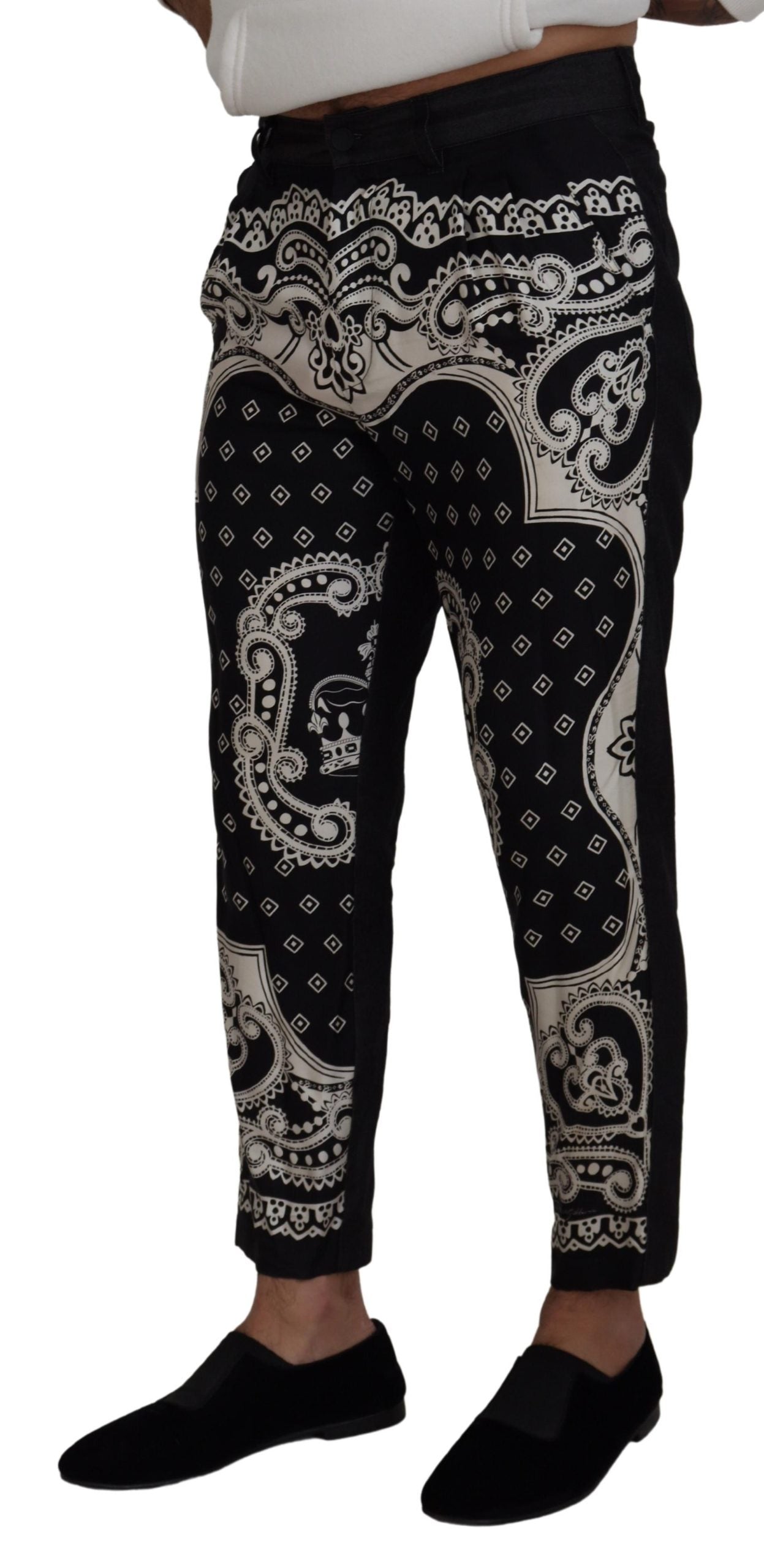 Dolce & Gabbana Black Silk Bandana Print Pants