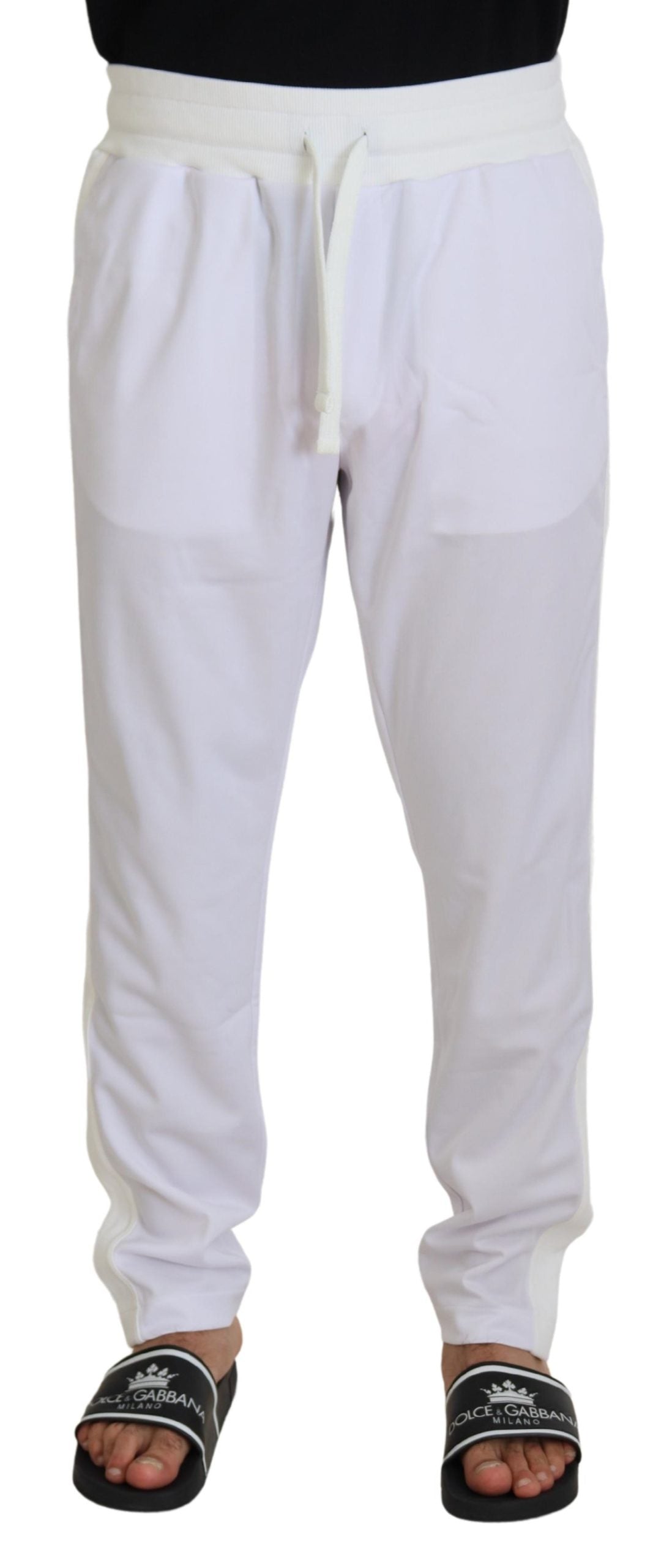 Dolce & Gabbana White Crown Logo Jogger Pants