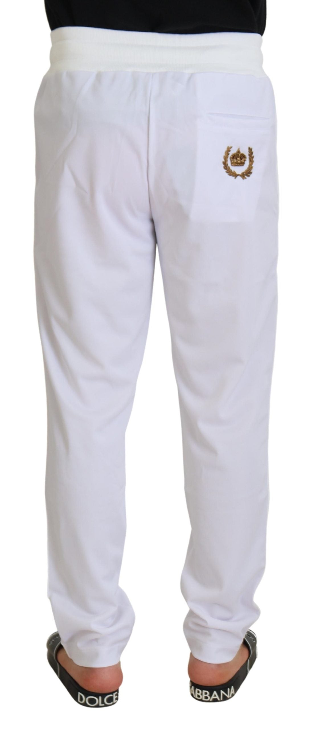 Dolce & Gabbana White Crown Logo Jogger Pants