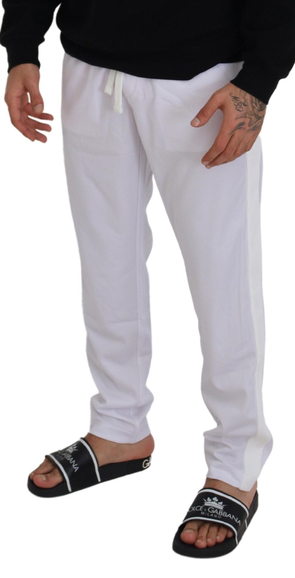 Dolce & Gabbana White Crown Logo Jogger Pants