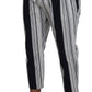 Dolce & Gabbana White Cotton Striped Cropped Pants