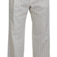 Dolce & Gabbana White Cotton Striped Formal Pants