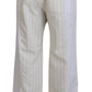 Dolce & Gabbana White Cotton Striped Formal Pants