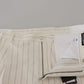 Dolce & Gabbana White Cotton Striped Formal Pants