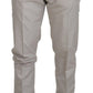 Dolce & Gabbana Off White Silk Mid Waist Chino Pants