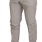 Dolce & Gabbana Off White Silk Mid Waist Chino Pants