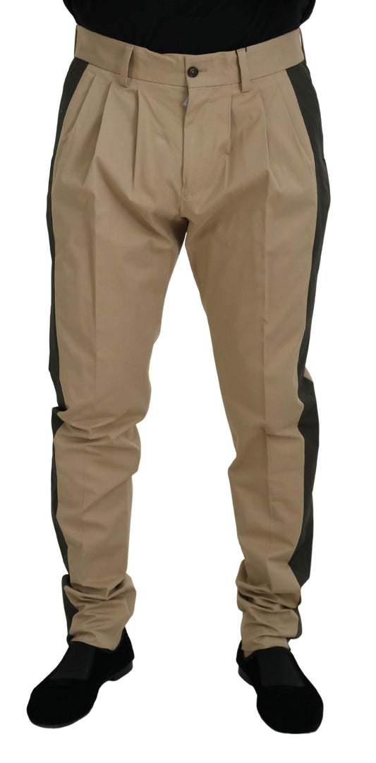 Dolce & Gabbana Brown Black Cotton Chino Men Pants