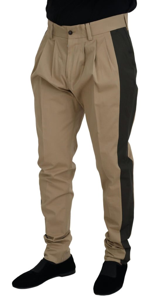 Dolce & Gabbana Brown Black Cotton Chino Men Pants