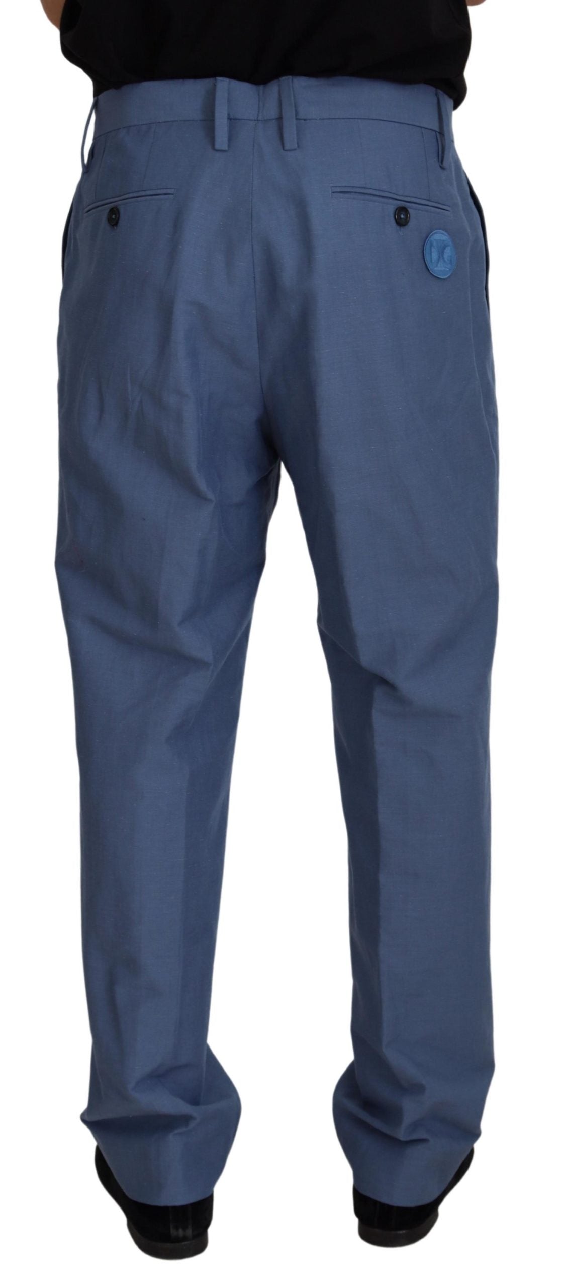 Dolce & Gabbana Blue Linen Chino Men Formal Pants