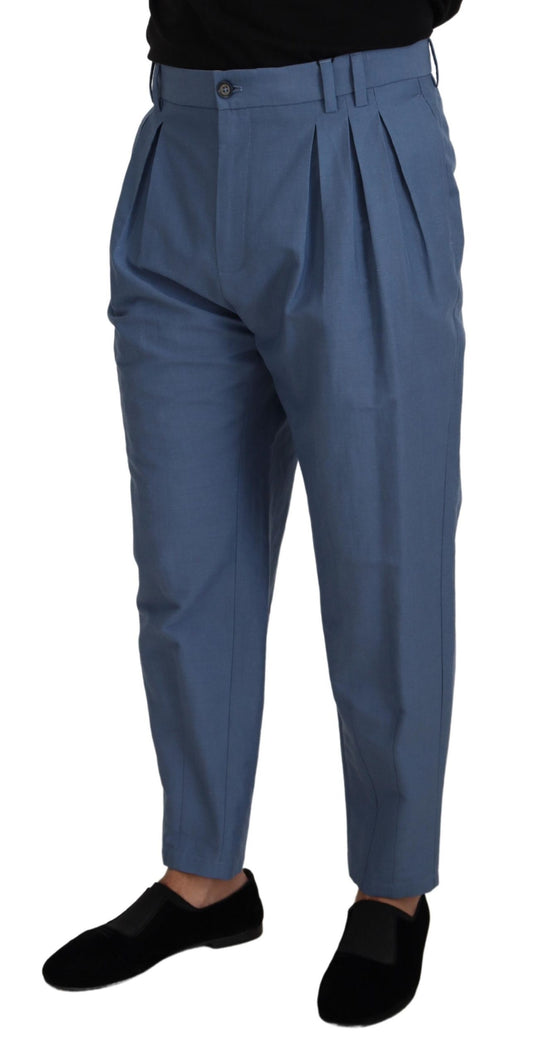 Dolce & Gabbana Blue Linen Chino Formal Pants