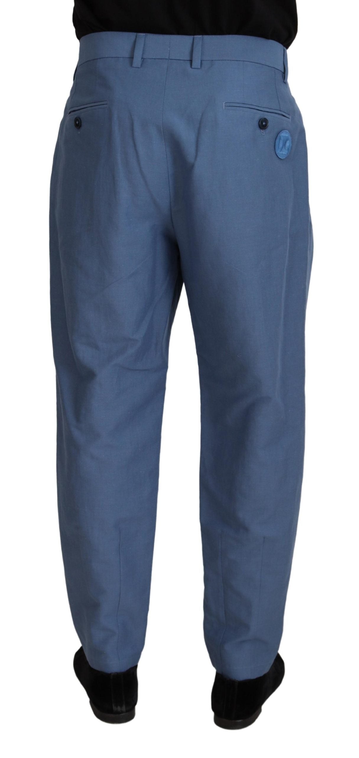 Dolce & Gabbana Blue Linen Chino Formal Pants