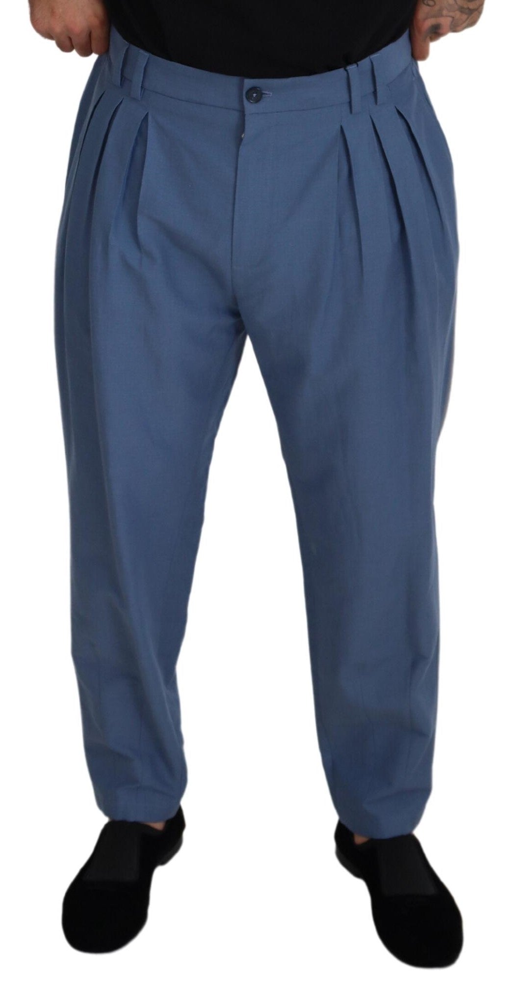 Dolce & Gabbana Blue Linen Chino Formal Pants