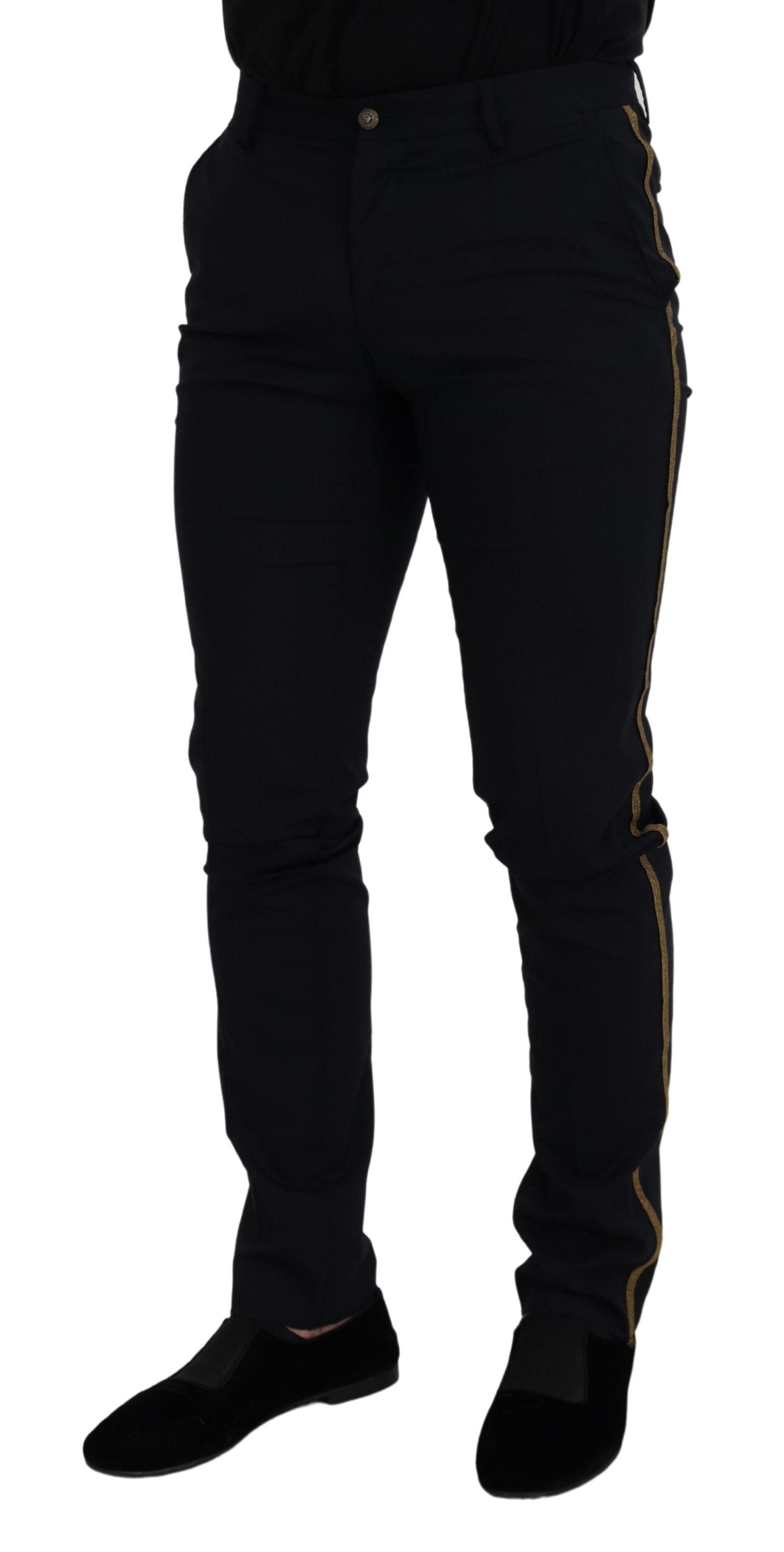 Dolce & Gabbana Black Wool Slim Formal Pants