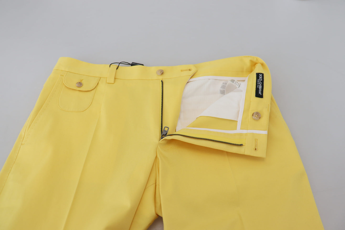 Dolce & Gabbana Yellow Cotton Slim Fit Men Pants