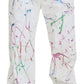 Dolce & Gabbana White Cotton Color Splash Print Denim Pants