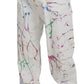 Dolce & Gabbana White Cotton Color Splash Print Denim Pants