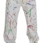 Dolce & Gabbana White Cotton Color Splash Print Denim Pants