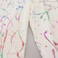 Dolce & Gabbana White Cotton Color Splash Print Denim Pants