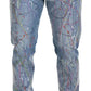 Dolce & Gabbana Blue Cotton Color Splash Print Denim Jeans