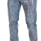 Dolce & Gabbana Blue Cotton Color Splash Print Denim Jeans