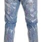 Dolce & Gabbana Blue Cotton Color Splash Print Denim Jeans