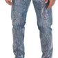 Dolce & Gabbana Blue Cotton Color Splash Print Denim Jeans