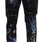 Dolce & Gabbana Black Cotton Color Splash Print Denim Jeans