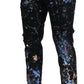 Dolce & Gabbana Black Cotton Color Splash Print Denim Jeans