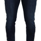 Dolce & Gabbana Blue Cotton Studded Low Waist Denim Jeans