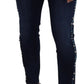 Dolce & Gabbana Blue Cotton Studded Low Waist Denim Jeans