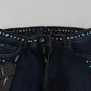 Dolce & Gabbana Blue Cotton Studded Low Waist Denim Jeans