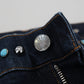 Dolce & Gabbana Blue Cotton Studded Low Waist Denim Jeans