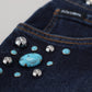 Dolce & Gabbana Blue Cotton Studded Low Waist Denim Jeans