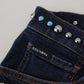 Dolce & Gabbana Blue Cotton Studded Low Waist Denim Jeans