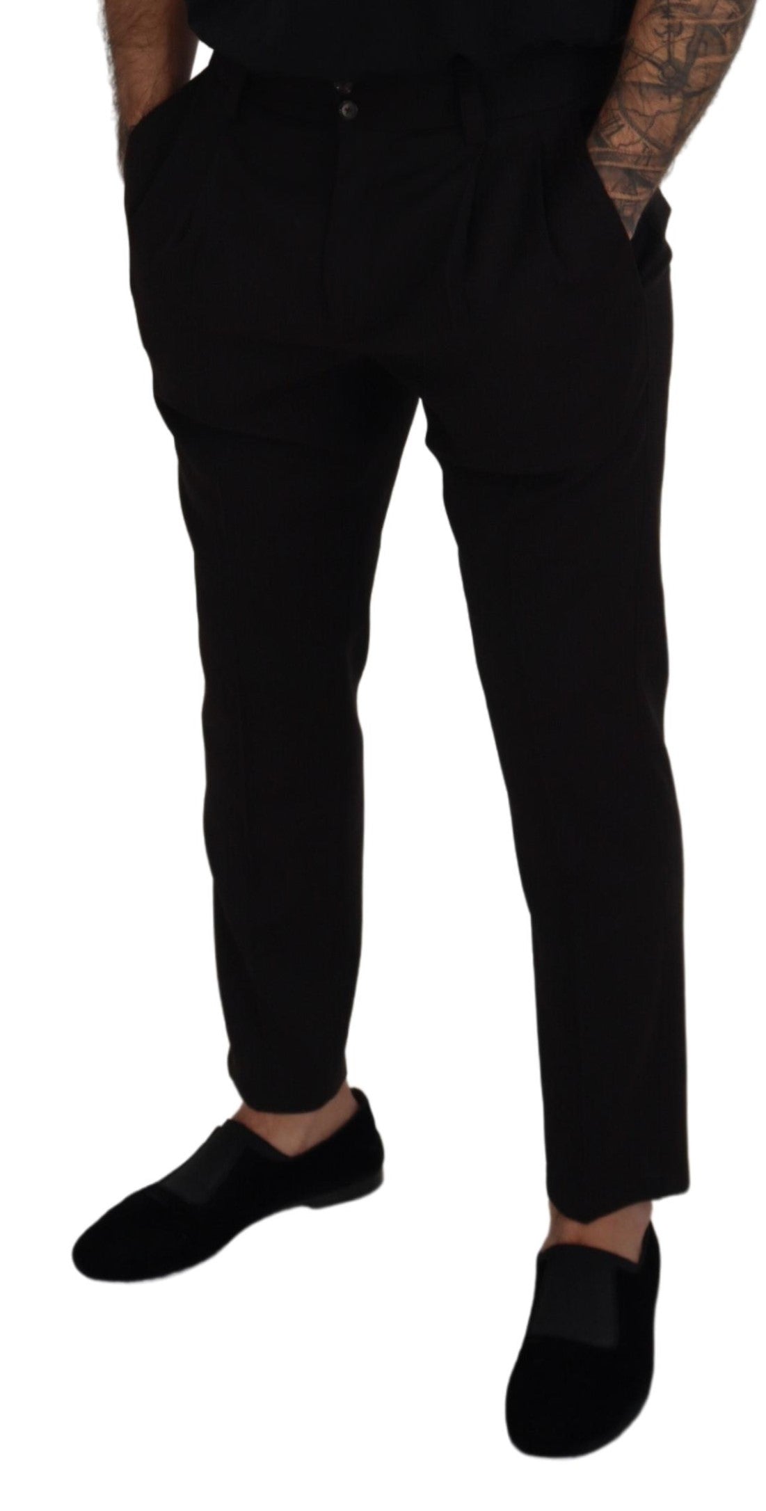 Dolce & Gabbana Black Wool Chino Men Formal Pants