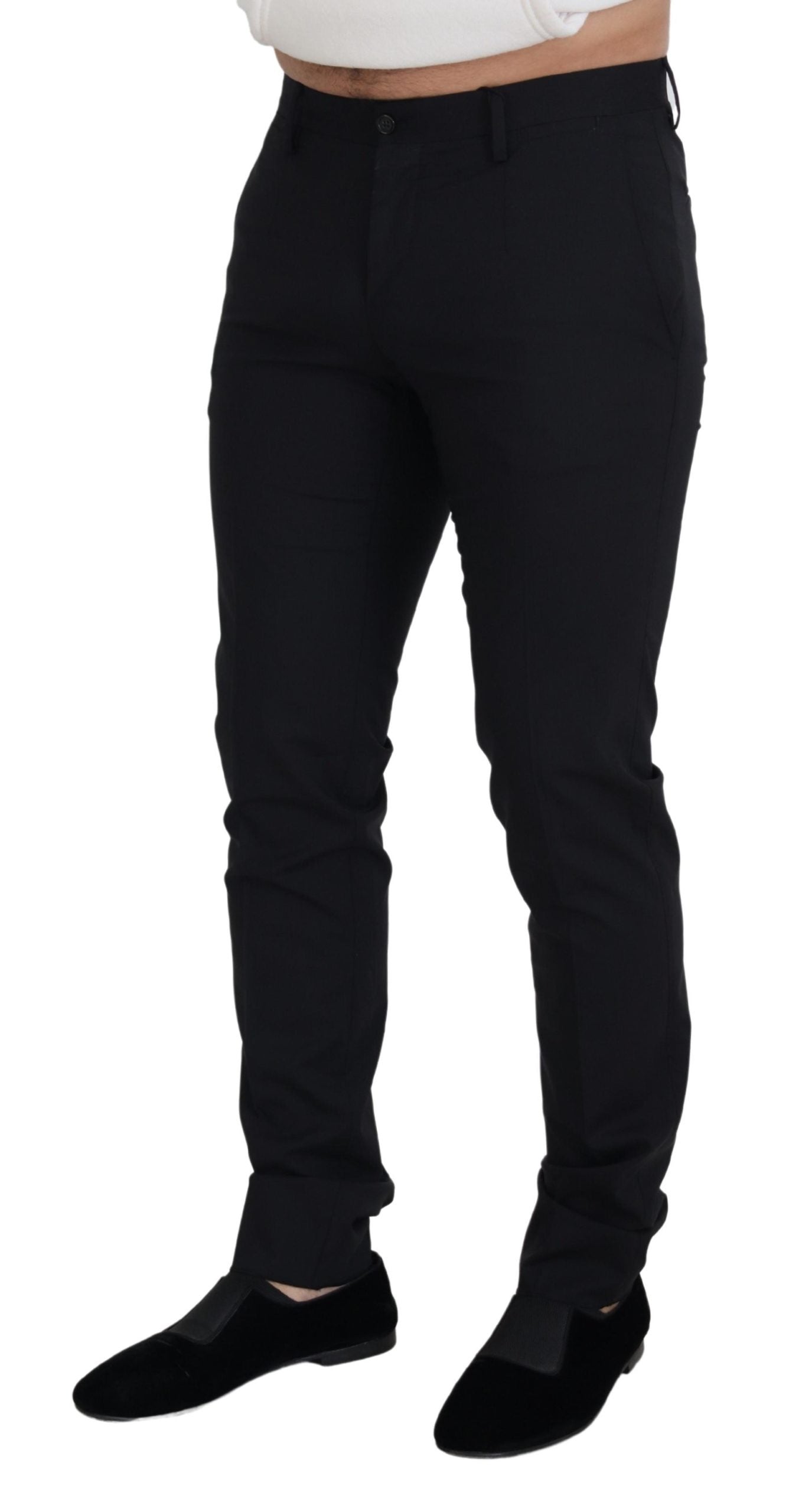 Dolce & Gabbana Black Wool Chino Formal Pants