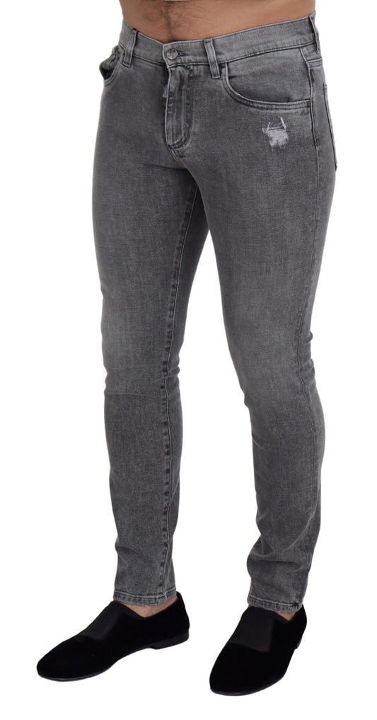 Dolce & Gabbana Grey Washed Cotton Skinny Denim Jeans