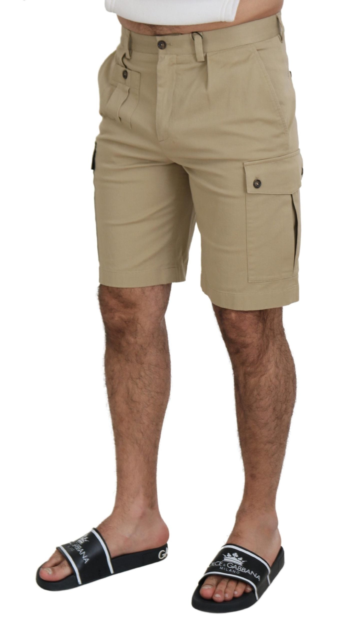 Dolce & Gabbana Beige Cotton Cargo Bermuda Shorts