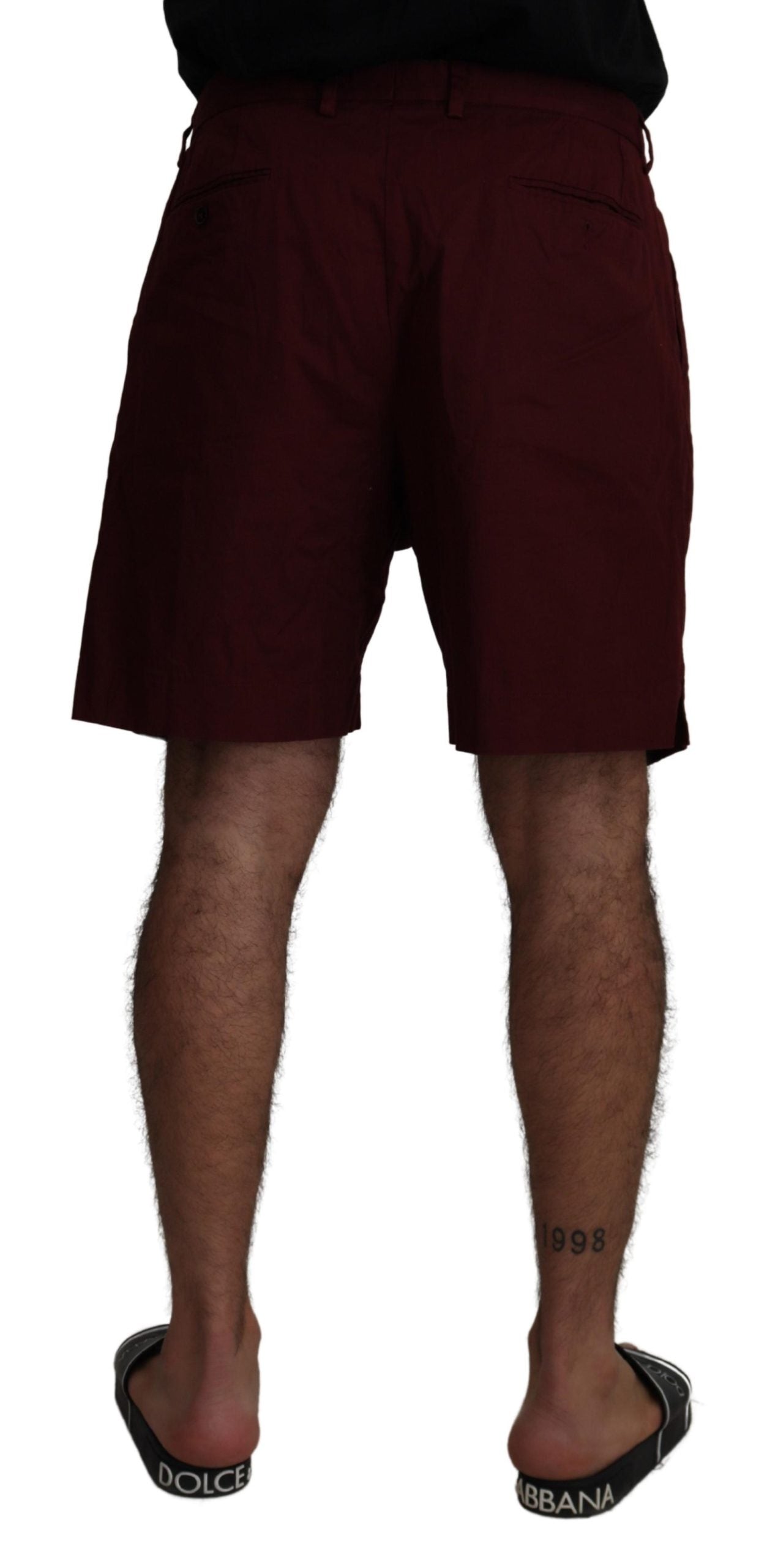 Dolce & Gabbana Maroon Cotton Bermuda Casual Shorts