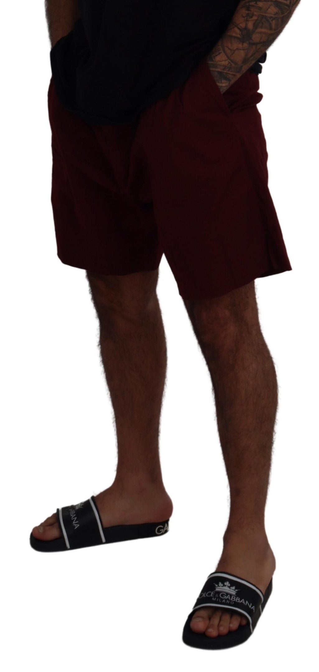 Dolce & Gabbana Maroon Cotton Bermuda Casual Shorts