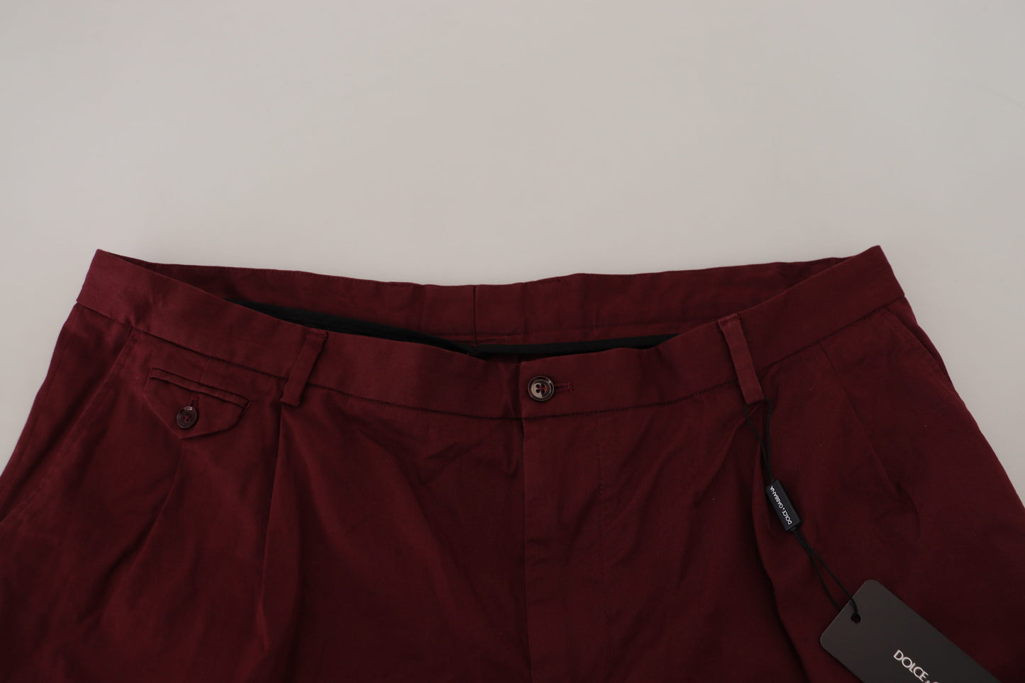 Dolce & Gabbana Maroon Cotton Bermuda Casual Shorts