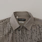 Dolce & Gabbana Gray Printed Cotton Slim Dress GOLD Shirt