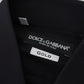 Dolce & Gabbana Black Cotton Slim Fit Formal Dress GOLD Shirt