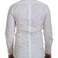 Dolce & Gabbana White Cotton Slim Fit Formal Dress GOLD Shirt