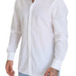 Dolce & Gabbana White Cotton Slim Fit Formal Dress GOLD Shirt