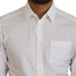 Dolce & Gabbana White Cotton Slim Fit Formal Dress GOLD Shirt